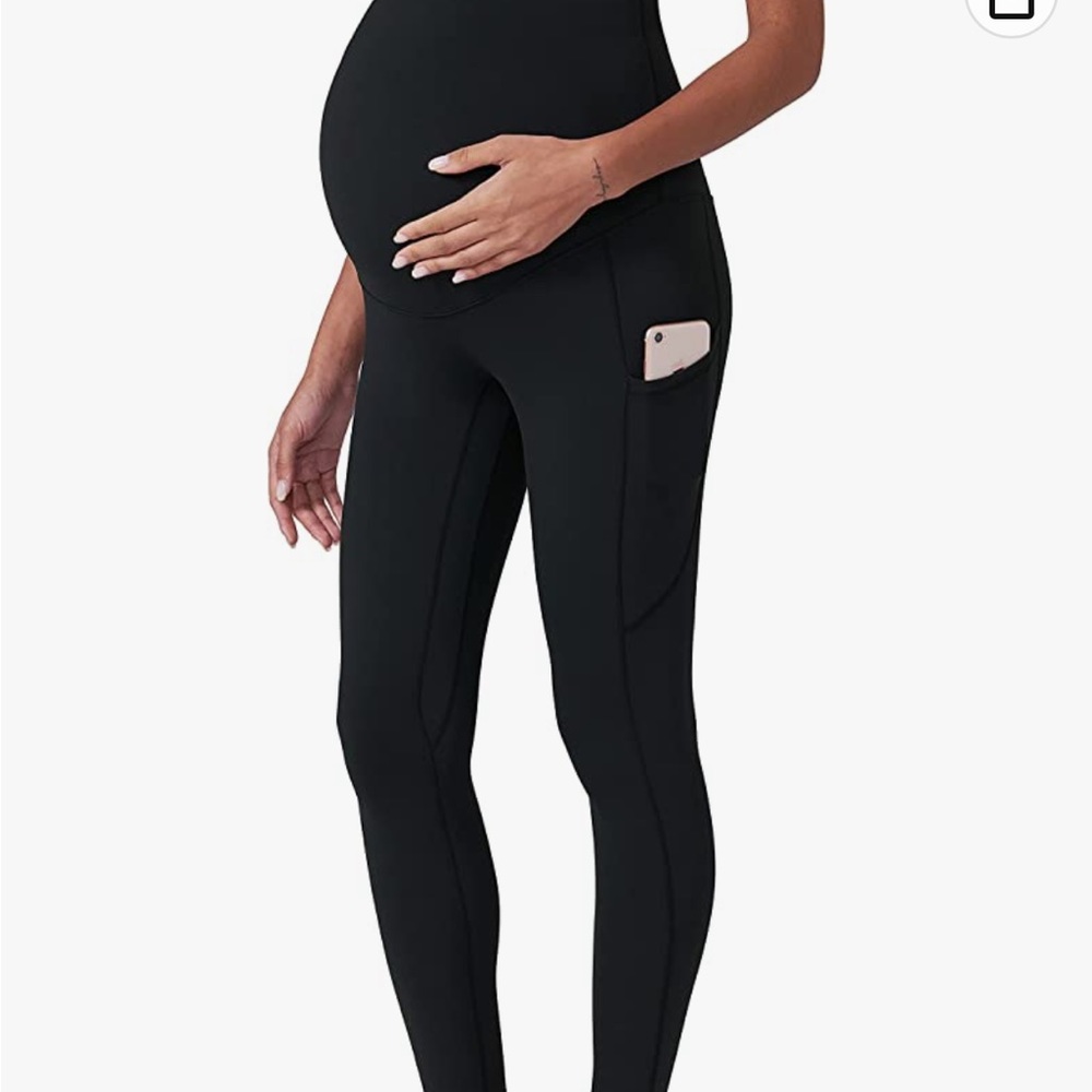 Poshdivah maternity leggings black large pockets exercise